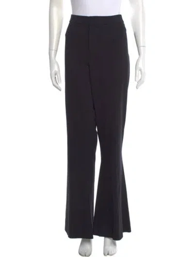 Pre-owned Dundas Leather Wide Leg Pants In Black