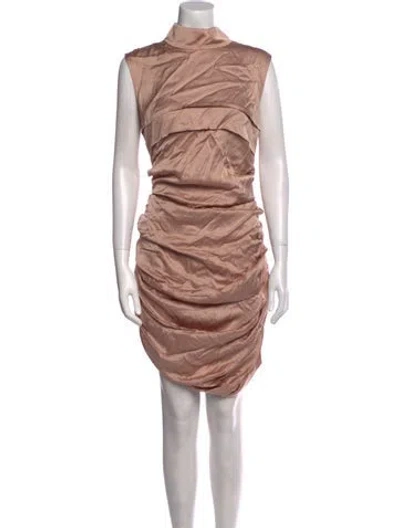 Pre-owned Dundas Mock Neck Knee-length Dress W/ Tags In Pink