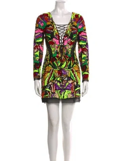 Pre-owned Dundas Nylon Mini Dress In Multi