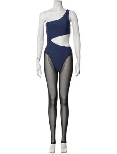 Pre-owned Dundas Nylon One-shoulder Jumpsuit In Blue