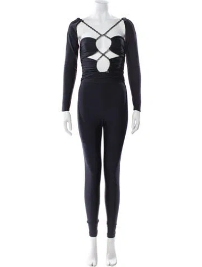 Pre-owned Dundas Nylon V-neck Jumpsuit In Blue