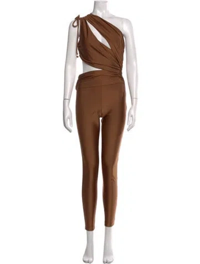 Pre-owned Dundas One-shoulder Jumpsuit In Brown