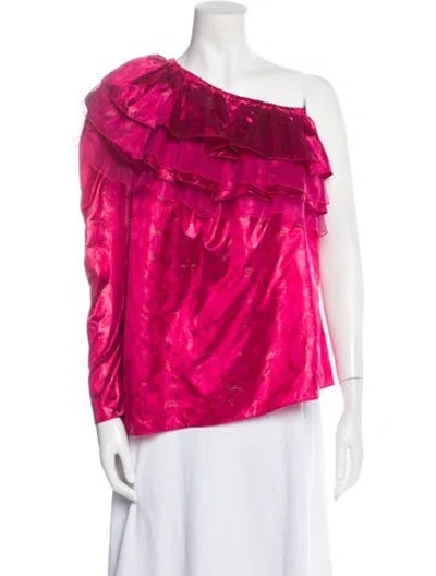 Pre-owned Dundas One-shoulder Long Sleeve Blouse In Pink