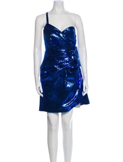 Pre-owned Dundas One-shoulder Mini Dress W/ Tags In Blue