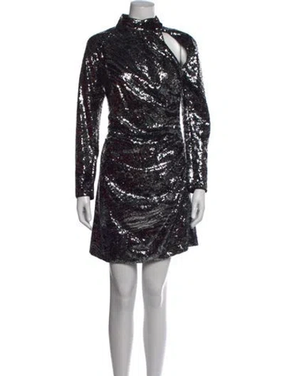 Pre-owned Dundas Patterned Mini Dress In Black