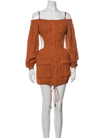 Pre-owned Dundas Patterned Mini Dress W/ Tags In Orange