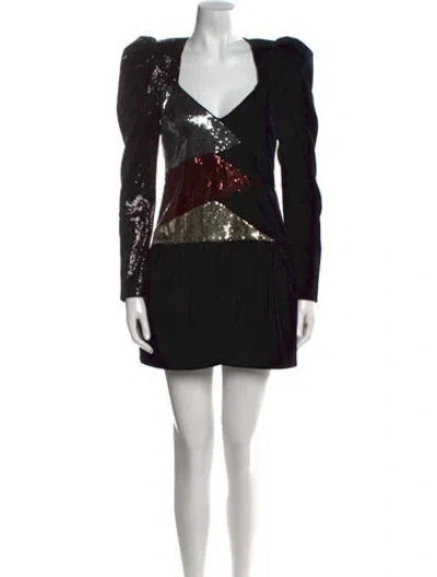 Pre-owned Dundas Printed Mini Dress In Black