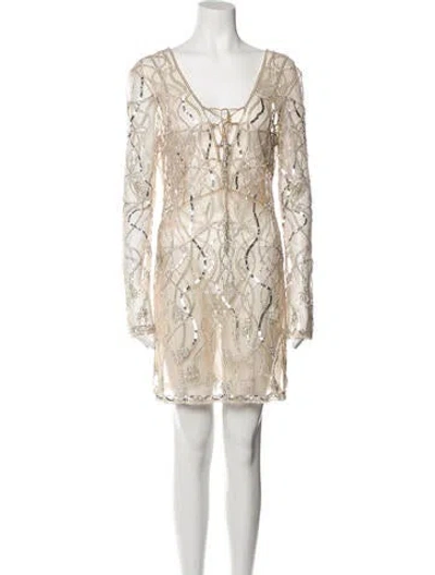 Pre-owned Dundas Printed Mini Dress In Neutral