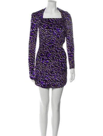 Pre-owned Dundas Printed Mini Dress In Purple