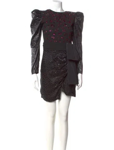 Pre-owned Dundas Scoop Neck Mini Dress In Black