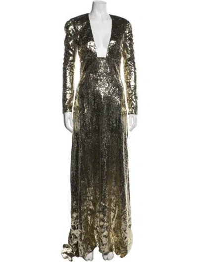Pre-owned Dundas Sequin Long Dress In Black