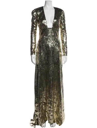 Pre-owned Dundas Sequin Long Dress In Black