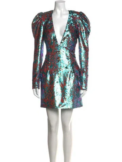 Pre-owned Dundas Sequin Mini Dress In Blue/purple