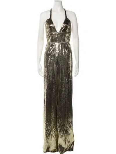 Pre-owned Dundas Sequin Plunge Neckline Jumpsuit