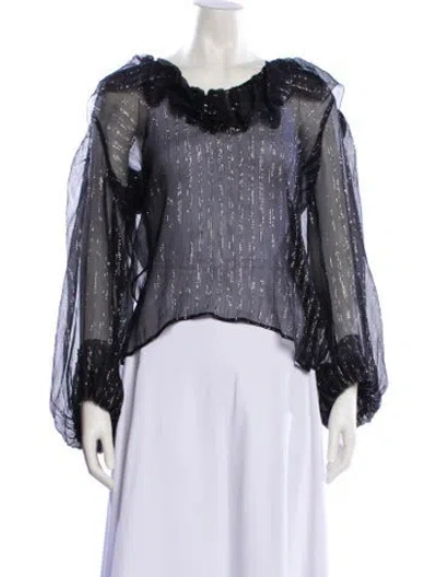 Pre-owned Dundas Silk Bateau Neckline Blouse In Black