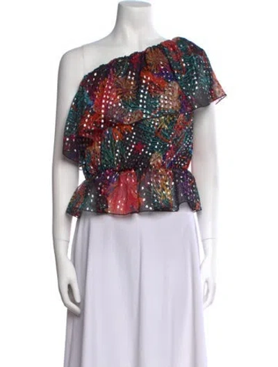 Pre-owned Dundas Silk Floral Print Crop Top W/ Tags In Purple