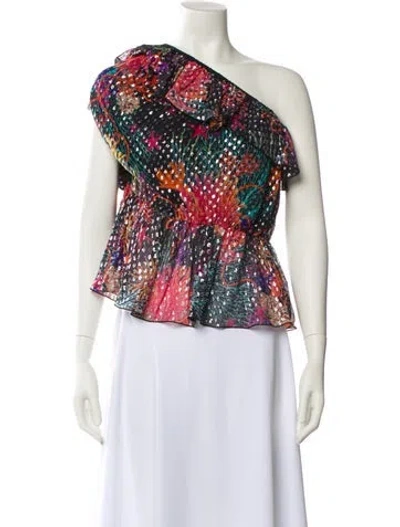 Pre-owned Dundas Silk Floral Print Top In Multi