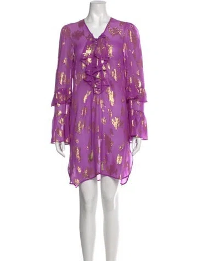 Pre-owned Dundas Silk Knee-length Dress In Purple