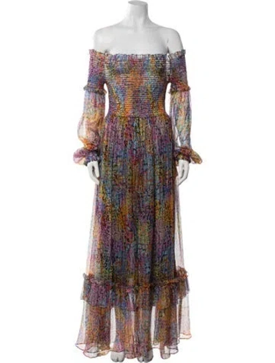 Pre-owned Dundas Silk Long Dress In Metallic/orange