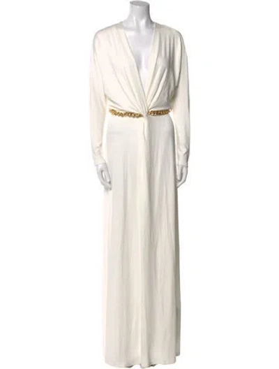 Pre-owned Dundas Silk Long Dress In Neutral