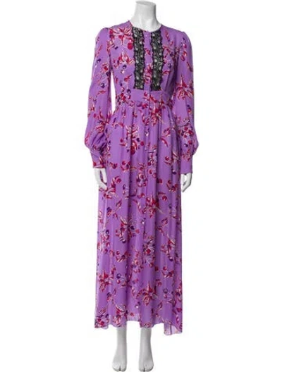 Pre-owned Dundas Silk Long Dress In Purple