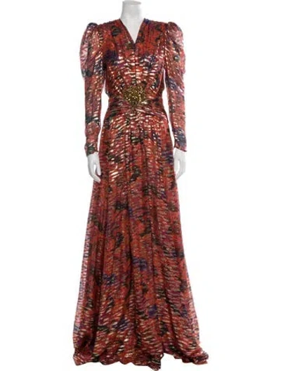 Pre-owned Dundas Silk Long Dress In Red