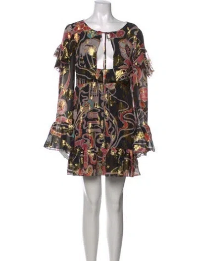Pre-owned Dundas Silk Mini Dress In Black