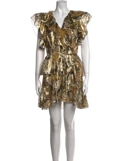 Pre-owned Dundas Silk Mini Dress In Gold