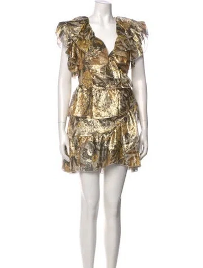 Pre-owned Dundas Silk Mini Dress W/ Tags In Gold