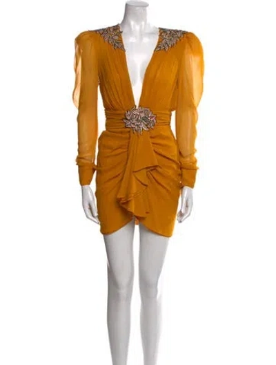 Pre-owned Dundas Silk Mini Dress In Yellow