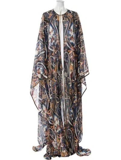 Pre-owned Dundas Silk Paisley Print Robe In Blue