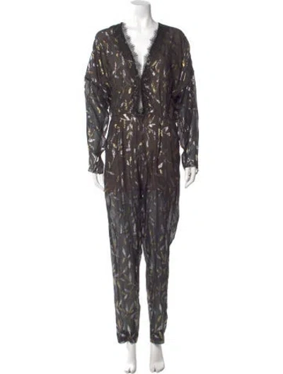 Pre-owned Dundas Silk Printed Jumpsuit In Multi