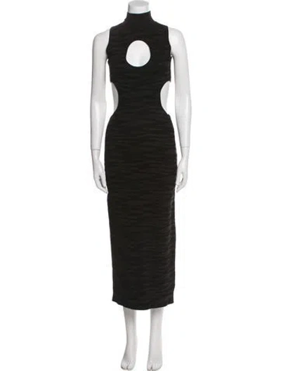 Pre-owned Dundas Turtleneck Midi Length Dress In Black