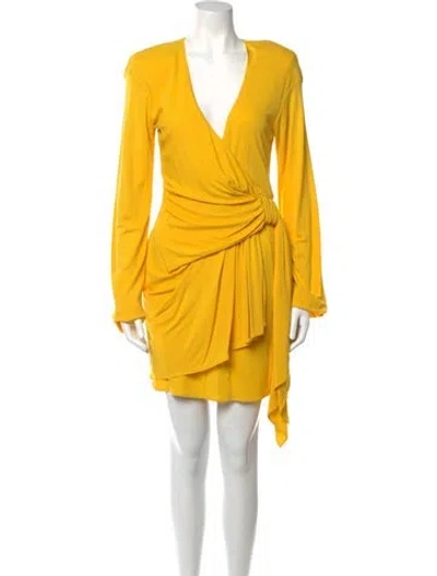 Pre-owned Dundas V-neck Knee-length Dress W/ Tags In Yellow