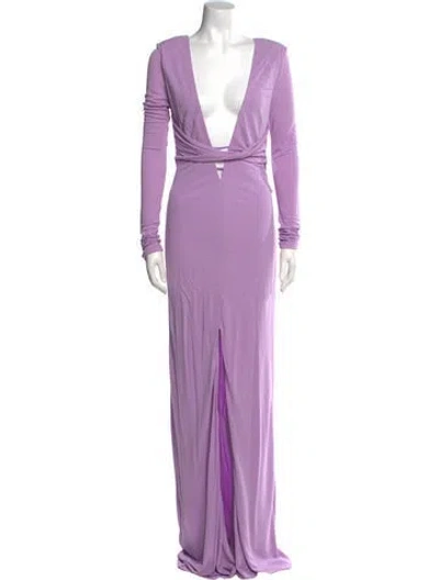 Pre-owned Dundas V-neck Long Dress In Purple