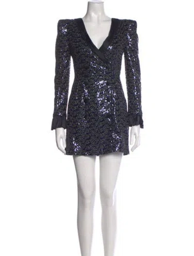 Pre-owned Dundas V-neck Mini Dress In Blue