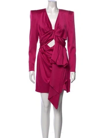 Pre-owned Dundas V-neck Mini Dress In Pink
