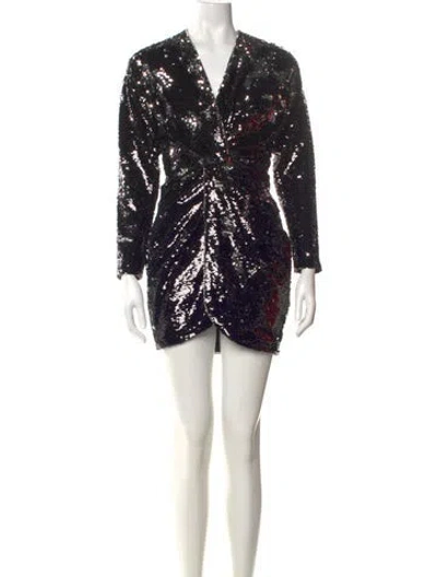 Pre-owned Dundas V-neck Mini Dress W/ Tags In Black