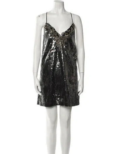 Pre-owned Dundas V-neck Mini Dress W/ Tags In Gray
