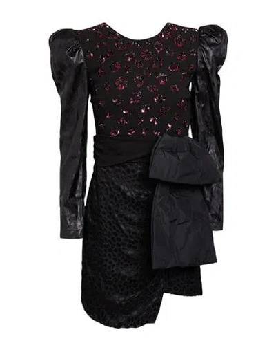 Dundas Embellished Crepe, Coated Lamé And Burnout Satin Mini Dress In Black