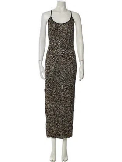 Pre-owned Dundas X Revolve Animal Print Long Dress W/ Tags In Multi