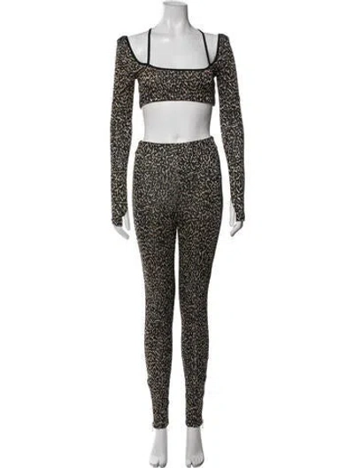 Pre-owned Dundas X Revolve Animal Print Pant Set In Neutrals