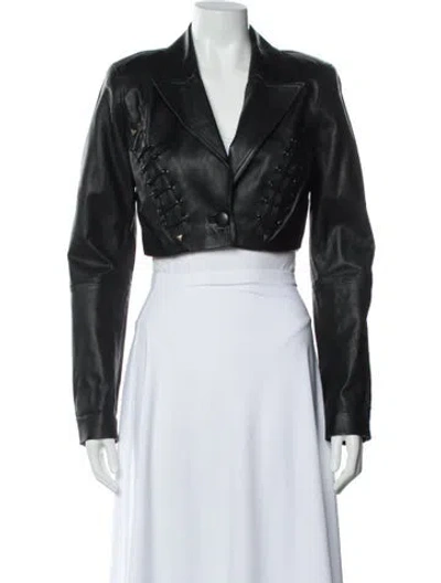 Pre-owned Dundas X Revolve Leather Biker Jacket In Black