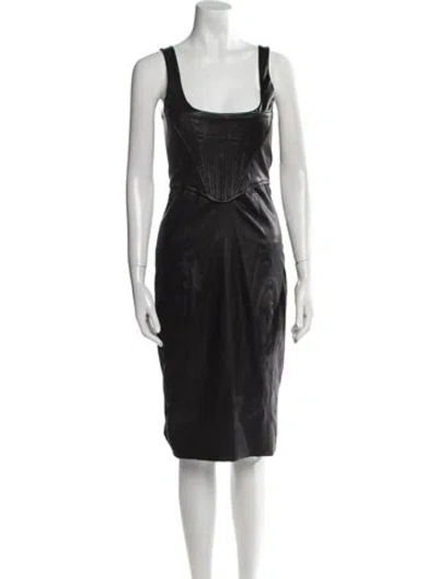 Pre-owned Dundas X Revolve Leather Midi Length Dress In Black