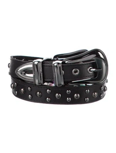 Pre-owned Dundas X Revolve Leather Studded Accents Belt In Black