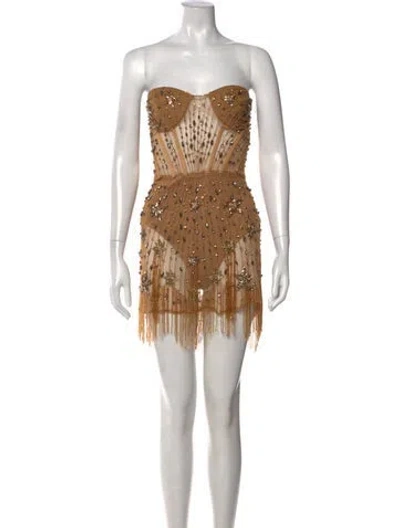 Pre-owned Dundas X Revolve Nylon Mini Dress In Neutral