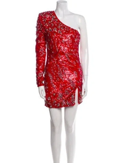 Pre-owned Dundas X Revolve One-shoulder Mini Dress In Red