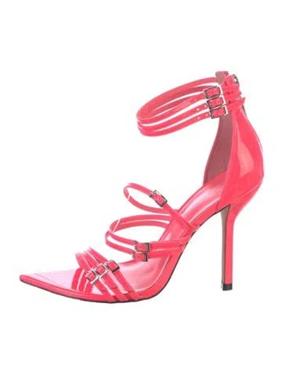 Pre-owned Dundas X Revolve Patent Leather Sandals In Pink