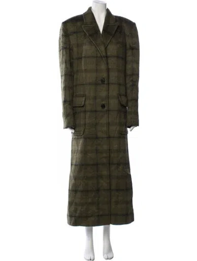 Pre-owned Dundas X Revolve Plaid Print Coat In Green