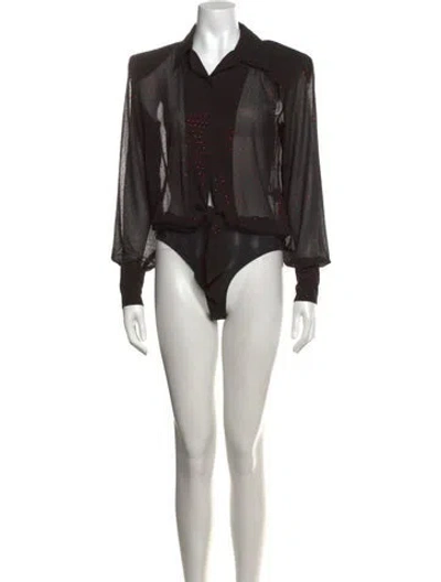 Pre-owned Dundas X Revolve Printed Long Sleeve Bodysuit In Black
